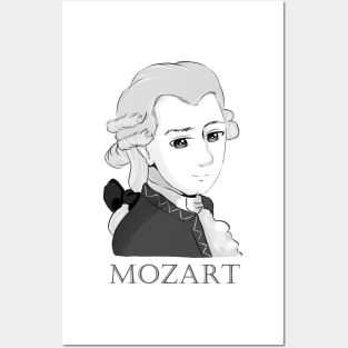 Wolfgang Amadeus Mozart: Cartoon in black and white Posters and Art